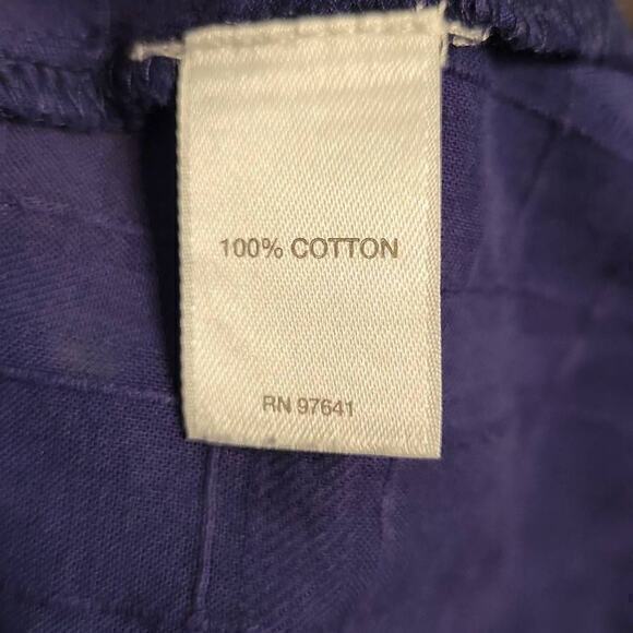 J Jill Button Down Sheer Window‎ Pane Blue Short Sleeve Top Size Medium Petite - Picture 6 of 6